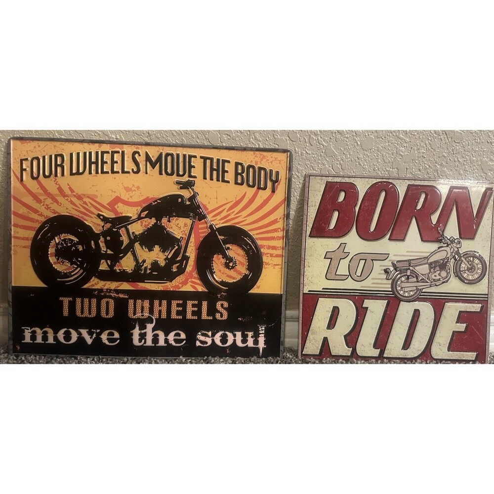Square One Hobby Lobby Motorcycle Biker Metal Signs Lot Of 2
